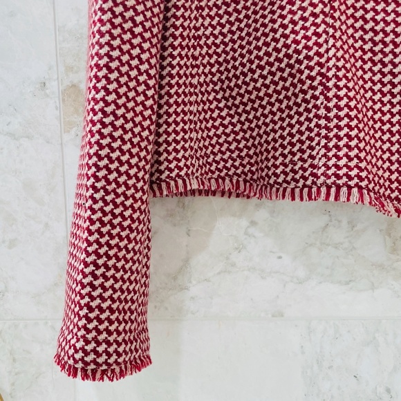 ARMANI {12} Jacket Cropped Dark Red Cream Fringe - Picture 3 of 14